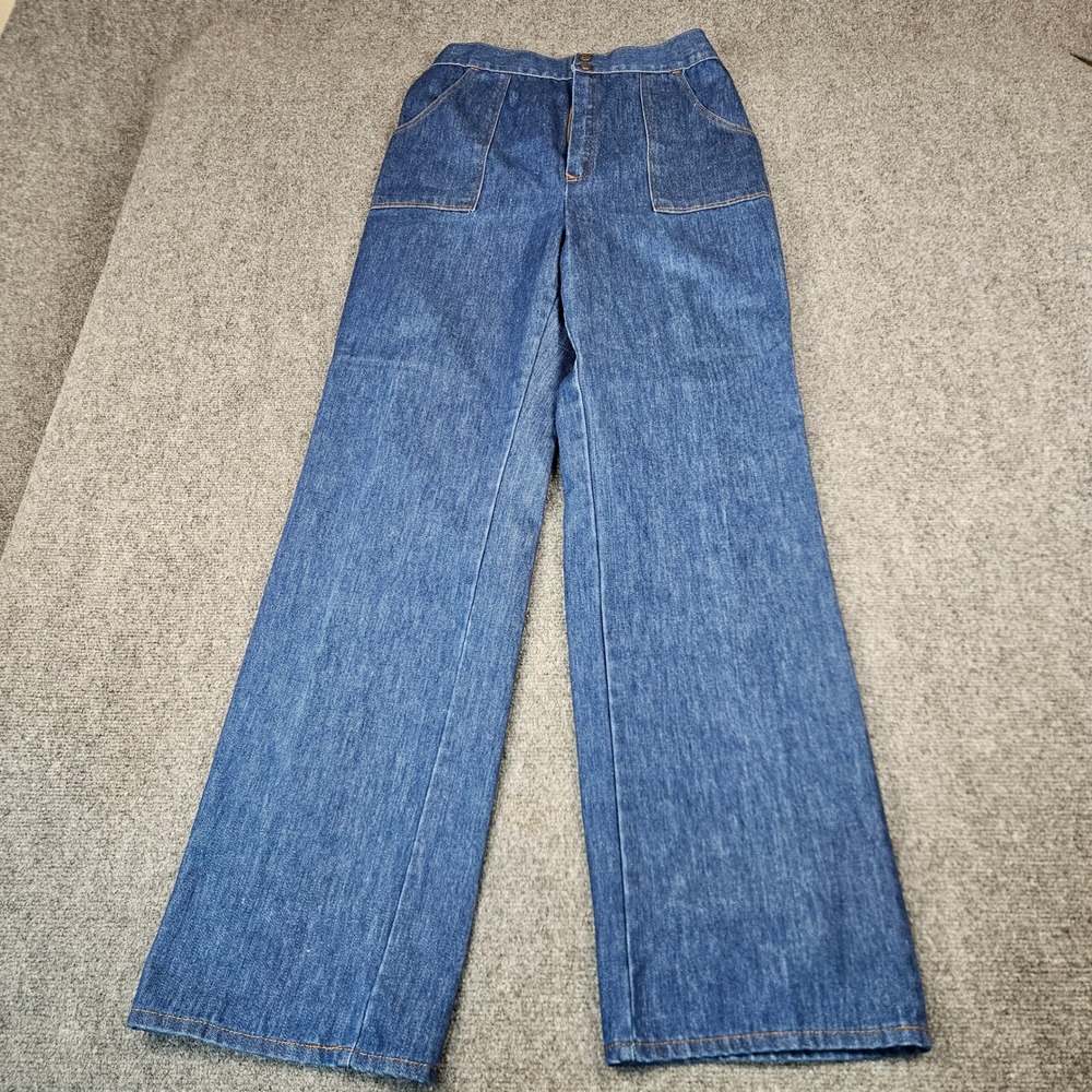 Vintage Sears High Waisted Wide Leg Denim Jeans Tall Dark Wash Blue Size 18 T